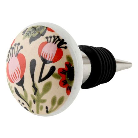 Flower Flat Ceramic Wine Bottle Stopper